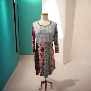 NWT Patchwork Baby Doll Mini Dress-Size Large